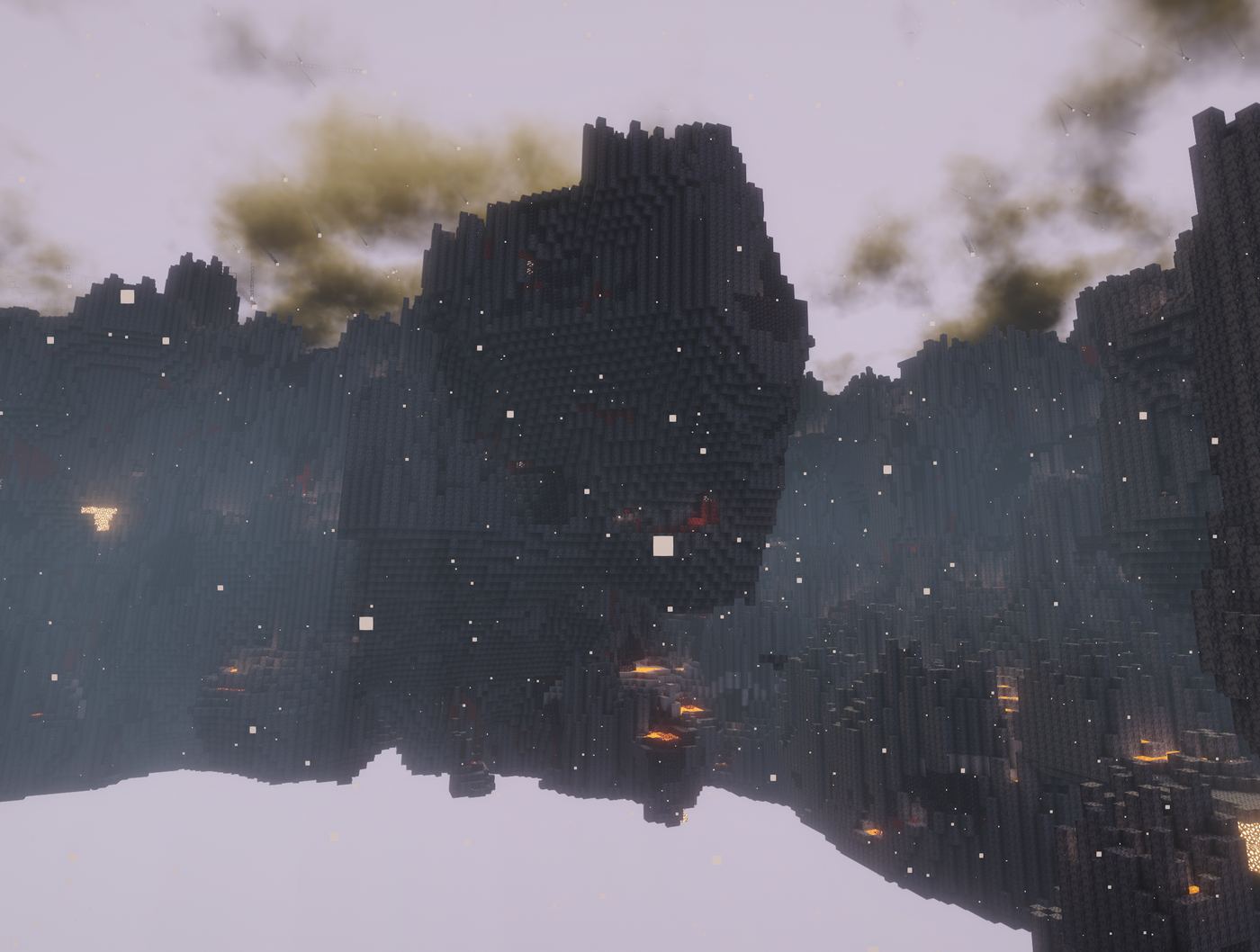 The Nether dimension generated as floating islands on CosmosMC Islands SMP