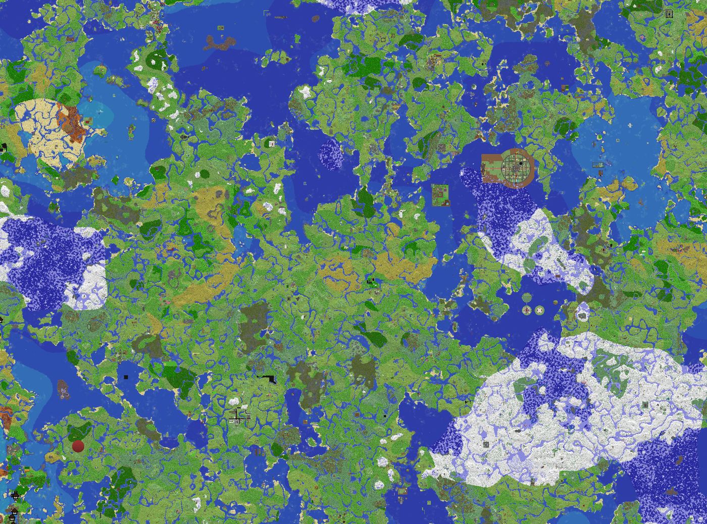 The CosmosMC live Survival map showing the 40,000 x 40,000 block world